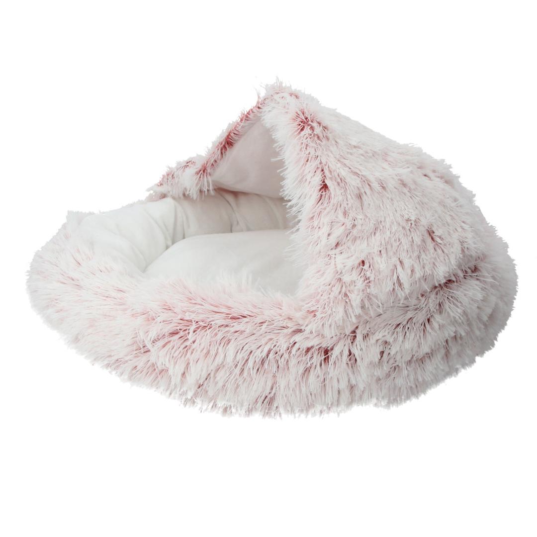 ペット ベッド ドーム 型 通販 丸型 クッション ベーシック フェイクファー ロングファー マカロン ドーム型 マカロンベッド 冬ベッド 冬用ベッド 滑り止め付き ふかふか ふわもこ ふわふわ ブラウン グレー ピンク かわいい イヌ いぬ 犬 ねこ ネコ 猫 イヌ用 いぬ用 犬用 ピンク 【即日発送】ベーシック