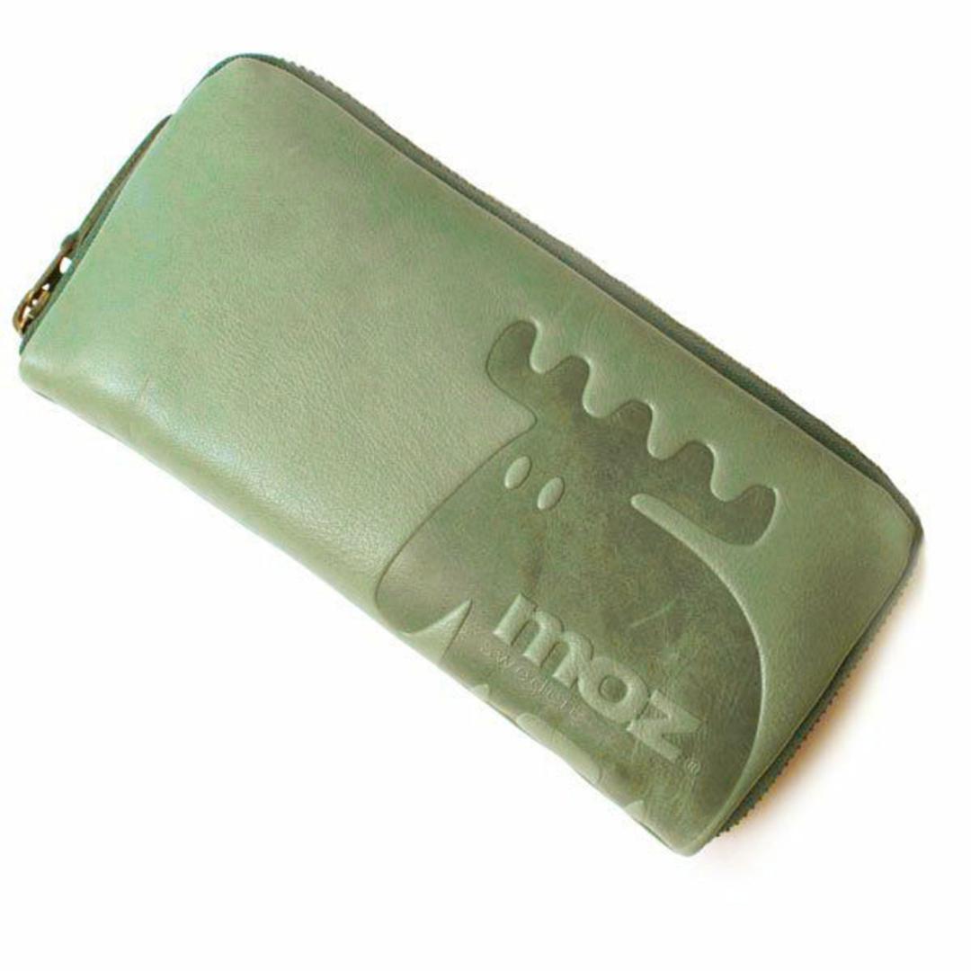 moz 財布 モズ ZNWE-86001 通販 長財布 レディース 束入れ 本革 牛革 ブランド レザー 革 ラウンドファスナー おしゃれ シンプル 大人 かわいい 可愛い ロゴ 北欧 ヘラジカ エルク メンズ ユニセックス 実用的 ギフト 女性用財布 レディース財布 グリーン ・
