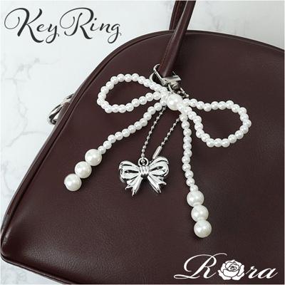 RORA キーリング 通販 ローラ フレイヤ キーホルダー キーチャーム バッグチャーム ナスカン リボン パール リボン型 チャーム シルバー おしゃれ かわいい キッズ 子供 こども 子ども 女の子 女子 レディース ファッション雑貨 キッズファッション