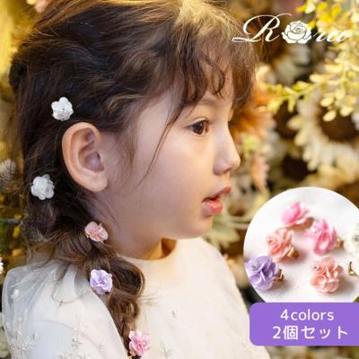Rora ヘアクリップ キッズ 2個セット 通販 ローズメル お花 フラワー ラインストーン ヘアークリップ 髪どめ 髪留め ヘアアクセサリー 髪飾り 子供 女の子 大人っぽい 卒園式 入学式 結婚式 発表会 可愛い おしゃれ かわいい 子ども用アクセサリー キッズファッション