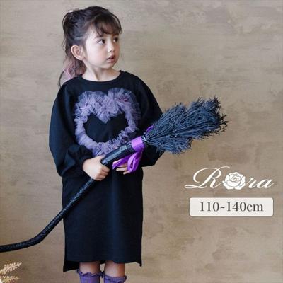 Rora ワンピース 通販 ムラサキ ハートワンピース 子供服 キッズワンピース 長袖 カジュアル ハート レース 女の子 キッズ 子供 こども 子ども お出かけ フォーマル おしゃれ かわいい オシャレ 可愛い オールインワン 子ども服 キッズファッション