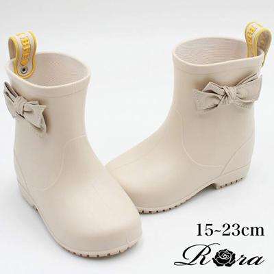 Rora レインブーツ キッズ ショート 通販 長靴 57042201 レインシューズ レイン ブーツ 女の子 雨靴 通学 通園 リボン シンプル ベージュ おしゃれ 可愛い オシャレ かわいい 子供靴 靴 シューズ 子ども靴 キッズシューズ キッズファッション