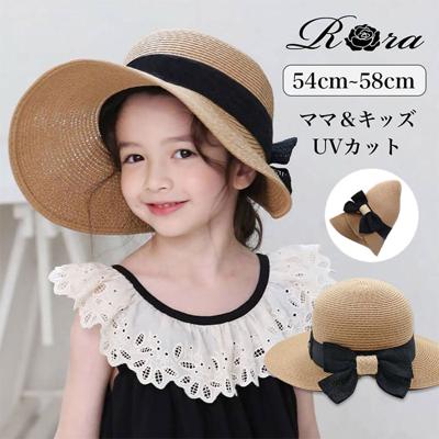 麦わら帽子 キッズ 女の子 通販 RORA ジェーンのサマーハット ストローハット 麦わら 帽子 リボン ストロー ハット 子供 こども 子ども カジュアル ナチュラル 夏 春夏 おでかけ お出かけ 夏休み かわいい おしゃれ 可愛い オシャレ 小学生 レトロ
