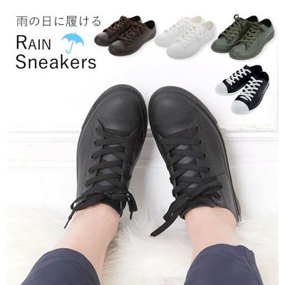 レイン スニーカー レディース 通販 おしゃれ 雨靴 防水 通勤 通学 黒 白 ショート 軽量 軽い 晴雨兼用 22.5cm 23.5cm Lサイズ Mサイズ 23.5cm 24.5cm 雨の日 靴 くつ クツ ローカット レインスニーカー