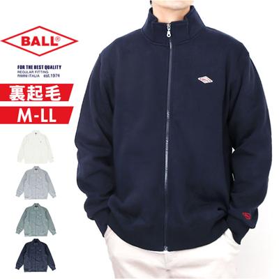 BALL ジャケット ボール 64537 通販 裏起毛 ワッペン付きスタンドジャケット ブルゾン カジュアルジャケット ジャンパー メンズ ブランド 無地 ワンポイント 秋冬 秋 冬 暖かい おしゃれ シンプル カジュアル アウター メンズファッション