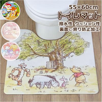 トイレマット 拭ける 通販 キャラクター おしゃれ かわいい 撥水 はっ水 やわらかい PVC 素材 滑り止め すべりにくい クッション性 約 55×60cm 掃除 手入れ 簡単 新生活 模様替え トイレ用マット トイレファブリック