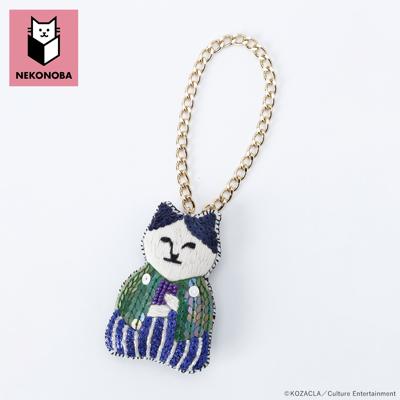 NEKONOBA グッズ 通販 ネコノバ バッグチャーム 猫 バッグ チャーム バックチャーム 刺繍 手縫い ハンドメイド キラキラ ゴールドチェーン ねこ ネコ 猫グッズ ねこ茶商 かわいい おしゃれ 可愛い オシャレ バッグ用アクセサリー