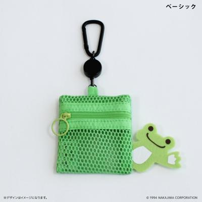 かえるのピクルス グッズ 通販 pickles the frog メッシュポーチ リール付き ポーチ 小さめ ミニポーチ メッシュ 小物入れ 化粧ポーチ カラビナ付き かわいい キャラクター カエルグッズ ピクルスザフロッグ おしゃれ 可愛い オシャレ