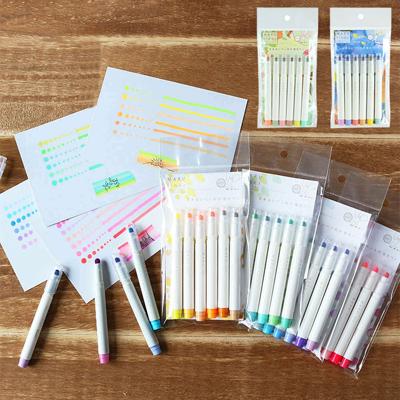 蛍光ペン 6色セット 太さ 調節 通販 マルライナー 書き出しスムーズ ぷにぷに プニプニ 弾力 自由自在 MARU liner まあるい ペン先 太い線 細い線 イラスト 手帳 メッセージ 360度 どこからでも線が引ける