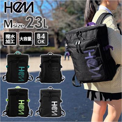 HeM ヘム リュック 大容量 リュックサック ボックス型 通販 デイパッグ デイパック 23L スクエア 大きめ B4 A4 撥水 レディース メンズ バッグ バック マーティー 通学 女子 男子 スポーツ