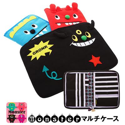 マルチケース KNICK KNACK ニックナック 通販 母子手帳 通帳 ファスナー 母子手帳ケース 通帳ケース 通帳入れ ラウンドファスナー おしゃれ かわいい モンスター キャラクター スエット スウェット パスポートケース 旅券 診察券 保険証 カード収納 通帳収納 薄型 薄い