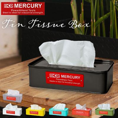 マーキュリー 雑貨 通販 ティッシュケース おしゃれ ティッシュカバー ティッシュボックス ティッシュ ケース ボックス シンプル MERCURY 男前 ブリキ ティッシュペーパー 箱 ふた付き リビング ダイニング キッチン 洗面所 ボックスティッシュケース インテリア雑貨 収納