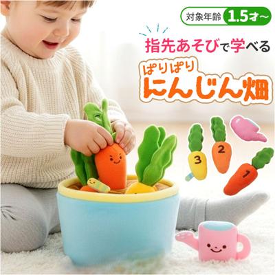 赤ちゃん おもちゃ 指先の知育 通販 ミニファームシリーズ ぱりぱりにんじん畑 ソフトトイ 知育玩具 ベビー 玩具 布おもちゃ 指先遊び 出産祝い ギフト 贈り物 男の子 女の子 かわいい 布製おもちゃ おしゃれ 赤ちゃん用品 可愛い ベビー用品 アイアップ