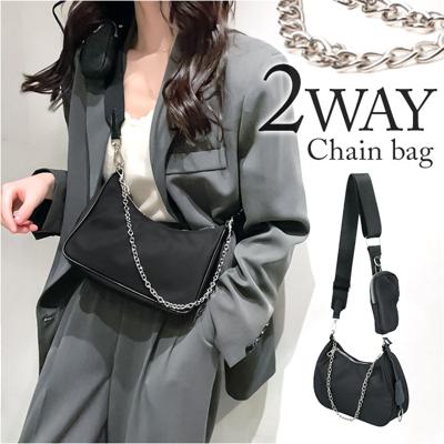 ショルダーバッグ チェーン レディース 2way 通販 チェーンポシェット ポシェット ショルダーバック ショルダー 斜めかけ 肩掛け ななめ掛け ななめがけ 横型 小さい 小さめ ミニ シンプル 無地 カジュアル フォーマル お出掛け お出かけ