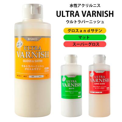 水性ニス 200ml PADICO パジコ 通販 ウルトラバーニッシュ ULTRA VARNISH ニス 水性 合成樹脂塗料 水性アクリルニス 光沢仕上げ スーパーグロス W仕上げ グロス&サテン 素材感 つや消し マット 重ね塗り 生活防水 生活耐水 仕上げ剤 粘土 クラフト クレイクラフト 手芸