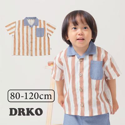 半袖 襟付き シャツ キッズ 通販 半袖シャツ 前開きシャツ ストライプシャツ 前開き 子供 おしゃれ かわいい 男の子 羽織り カジュアル 可愛い オシャレ ボーイズ 子供服 子ども服 ベビー服 Aenak アエナック 31238 キッズファッション