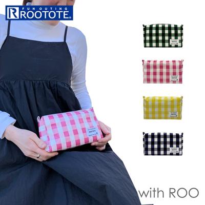 ルートート ラミネート ポーチ ROOTOTE 1031 通販 化粧ポーチ ペンケース 小物入れ メイクポーチ コスメポーチ 大きめ レディース かわいい おしゃれ 旅行 トラベル 女子高生 女子中学生 チェック ギンガムチェック withROO ウィズルー