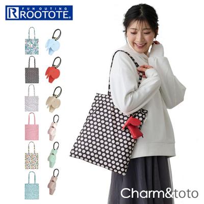 rootote エコバッグ ルートート 1046 通販 エコバック 折りたたみ コンパクト トートバッグ サブバッグ トートバック 折りたたみバッグ 買い物バッグ レディース A4 縦型 縦 かわいい おしゃれ 軽い 軽量 折り畳み トート チャーム&トート