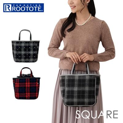 ルートート トートバッグ ROOTOTE 1344 通販 トートバック トート バッグ レディース 小さめ 通勤 通学 軽量 軽い 自立 SQUARE スクエア DotCheck ドットチェック おしゃれ かわいい シンプル 大人 可愛い レディースバッグ