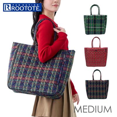 ROOTOTE ルートート トートバッグ 3619 通販 肩掛けバッグ レッスンバッグ 大きめ A4 通勤 通学 大容量 MEDIUM CHECK QUILT チェックキルト キルティング タータンチェック おしゃれ かわいい シンプル レディースバッグ