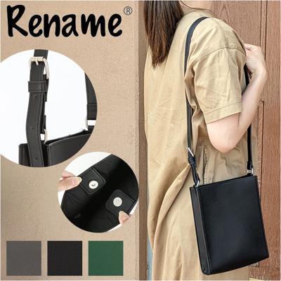ショルダーバッグ レディース 斜めがけ 大人 小さめ 通販 ミニショルダーバッグ かわいい おしゃれ シンプル 小さい コンパクト マチあり 薄い スリム カジュアル 軽量 軽い 縦型 通勤 サブバッグ きれいめ きちんと フェイクレザー 合皮 旅行 おでかけ Rename リネーム