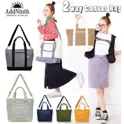 カラーキャンバス 2WAYトート Lサイズ AddNinth アドナインス 通販 レディース おしゃれ かわいい ファスナー付き ベージュアイボリー カーキ マスタード ペイズリー インディゴデニム ヒッコリーブラック かばん 鞄 バッグ バック 大容量 大きめ 手提げ てさげ ベジバッグ