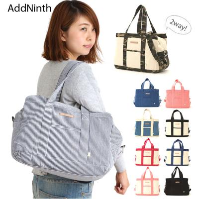 2wayトートバッグ アドナインス AddNinth ★キャンバス トートバッグ レディース ファスナー付き あおり 2way 通学 トート ショルダーバッグ 斜めがけ 大容量 マザーズバッグ 旅行 a4 軽量 レディースバッグ sfs-0214l