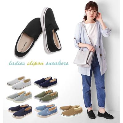スリッポン レディース おしゃれ 通販 黒 スニーカー 白 アイボリー 通学 通勤 靴 シューズ slip-on スリップオン 無地 シンプル 大人 かわいい 紐なし ヒモなし 履きやすい ローカット ぺたんこ ローヒール フラッ