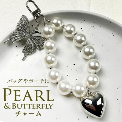 バッグチャーム 大人 おしゃれ 通販 キーチャーム スマホハンドストラップ バックチャーム キーホルダー ストラップ スマホ 手首 可愛い パール かわいい オシャレ ハート 蝶々 キラキラ 女性 ギフト レディース key-003-0 ダイヤモンドハーツ