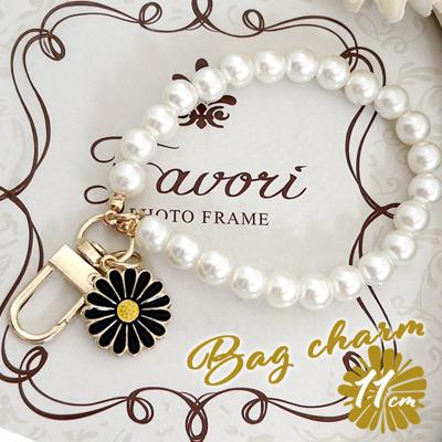 キーチャーム パール フラワー 通販 チャーム キーホルダー バッグチャーム バックチャーム かわいい ブラックフラワー Diamond Hearts ダイヤモンドハーツ 上品 華やか エレガント レディース 女性 可愛い プレゼント 贈りもの ギフト 贈り物