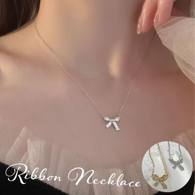 ネックレス レディース シンプル 通販 ペンダント ジュエリー レディースアクセサリー リボン 大人 可愛い かわいい おしゃれ オシャレ 大人っぽい カジュアル リボンネックレス nec-038 ダイヤモンドハーツ Diamond Hearts