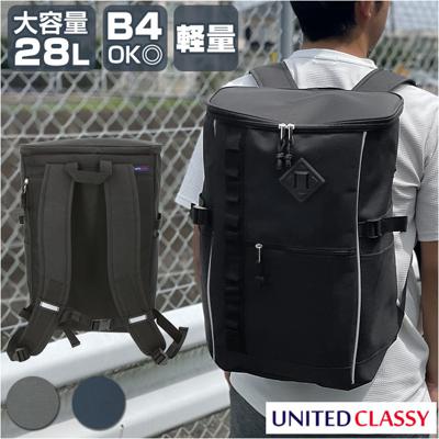 ユナイテッドクラッシー UNITED CLASSY スクエアリュック 大容量 通販 メンズ ビジネスリュック スクエアバッグ スクエア バックパック シンプル デイバッグ リュック バッグ 軽量 BOX型 カジュアル レジャー グレ