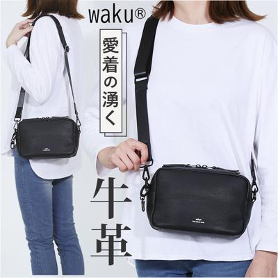WAKU ワク ショルダーバッグ ミニ wk0085 通販 ショルダー ショルダーバック 肩掛け 斜め掛け ミニショルダーバッグ ミニショルダー ポシェット 小さめ 小さい 本革 スクエア 長方形 マチ 横長 上品 レディース メンズ ユニセックス