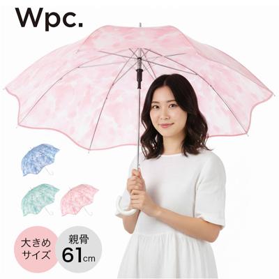 雨傘 レディース 長傘 wpc 通販 PT-081-001 ビニール傘 ジャンプ傘 ワンタッチ傘 傘 カサ アンブレラ グラスファイバー 大きい 大きめ 61cm フラワーベース 花柄 花 ワールドパーティ 女性 社会人 学生 通学 通勤 おしゃれ 可愛い