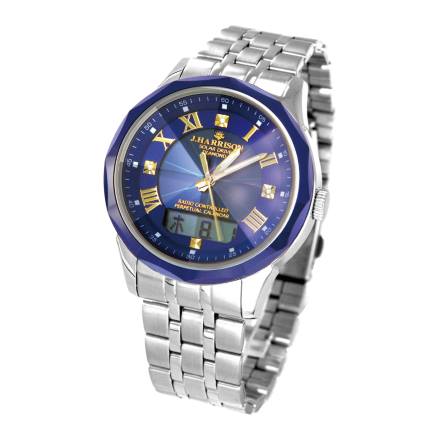 J.HARRISON Ｊハリソン 天然ダイヤ3石 超硬セラミックベゼル ソーラー電波 腕時計