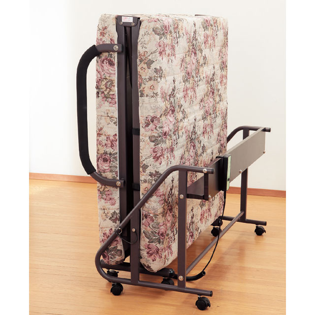 Waltz/ワルツ 木製棚付き 収納式 リクライニングベッド シングル コンセント付き 手動タイプ シングルベッド ゴブラン柄