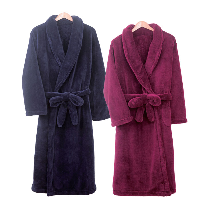 スーパーソフトマイクロファイバーガウン 1枚 ガウン 暖か 伸縮 マイクロファイバー ソフトフリース ポケット付き レディース メンズ ルームウェア