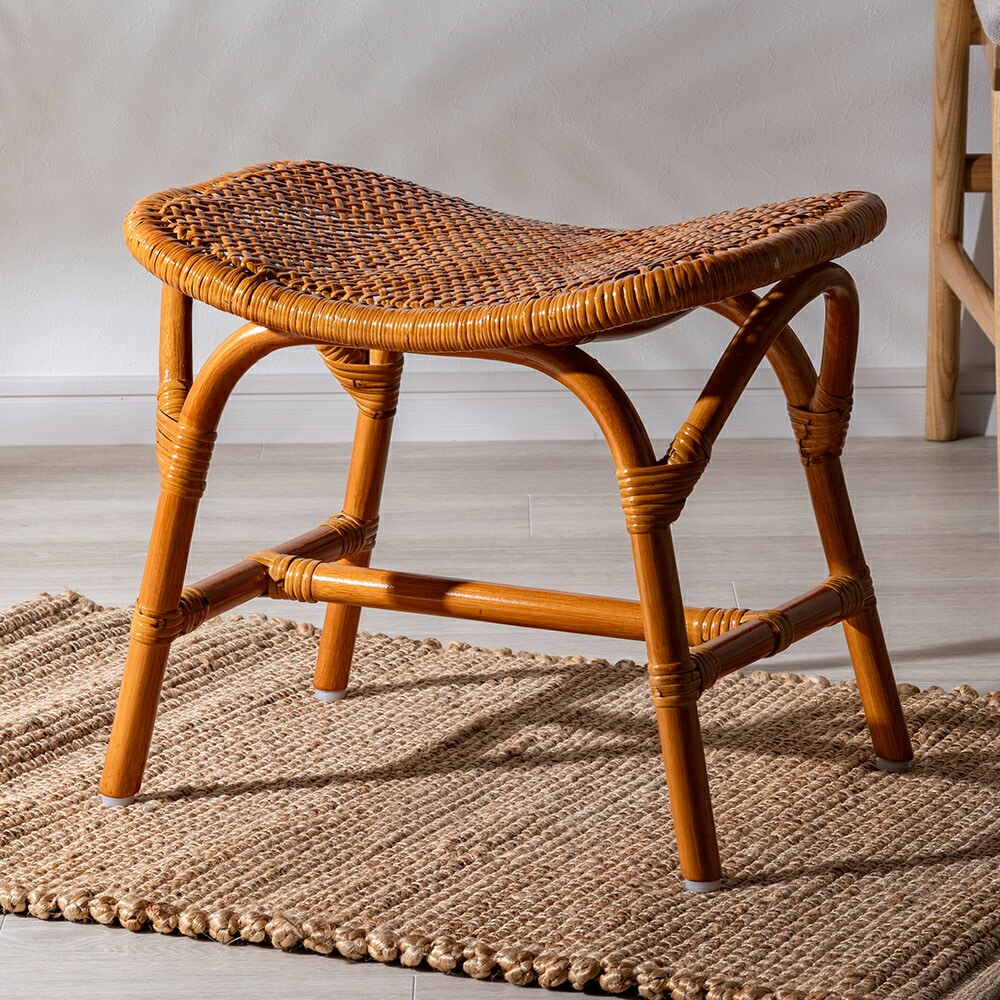 天然籐スクエアスツール ラタン スツール 椅子 チェア イス ラタン 籐 天然籐 天然木 スクエア 長方形 玄関 ベッドサイド 腰掛け 軽い 軽量 おしゃれ ミニ 小さい コンパクト 来客用 カフェ風 一人暮らし 模様替え アジアン ナチュラル インテリア