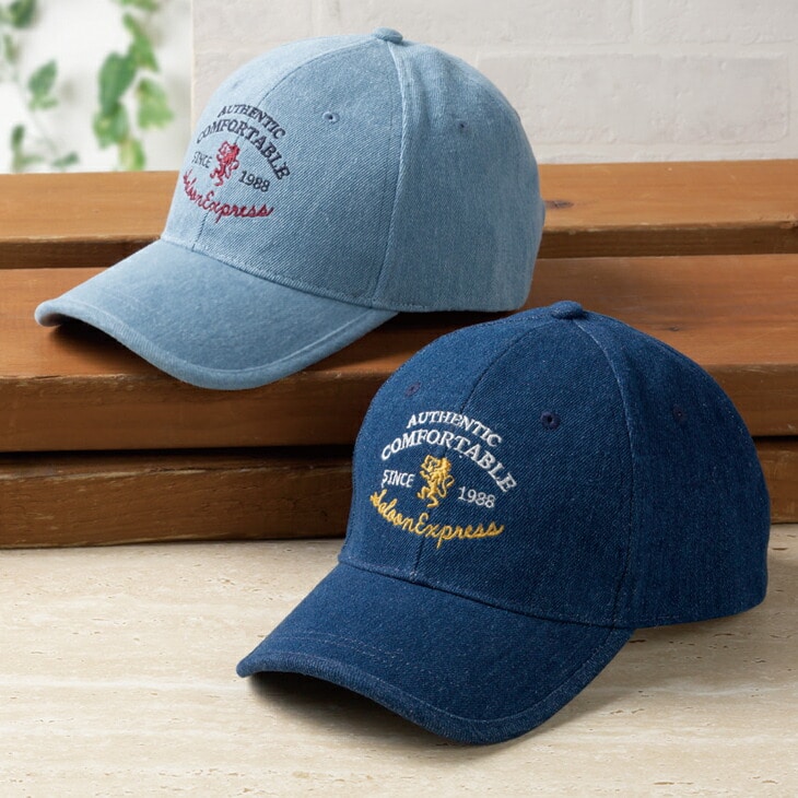 刺しゅう入りデニムキャップ2色組 帽子 メンズ