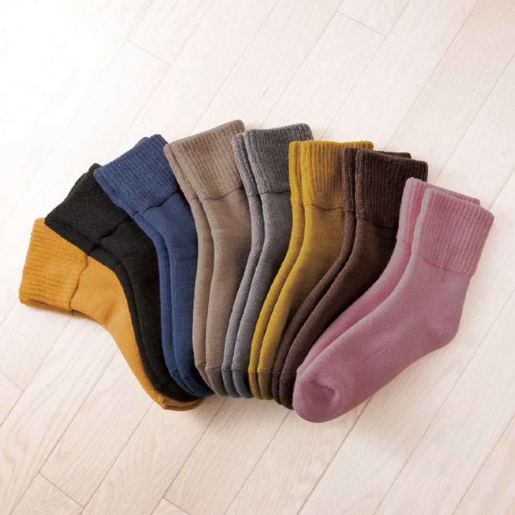 足首ゆったりパイル起毛靴下 8色組 裏パイル 起毛 あったか 裏起毛 ソックス 靴下
