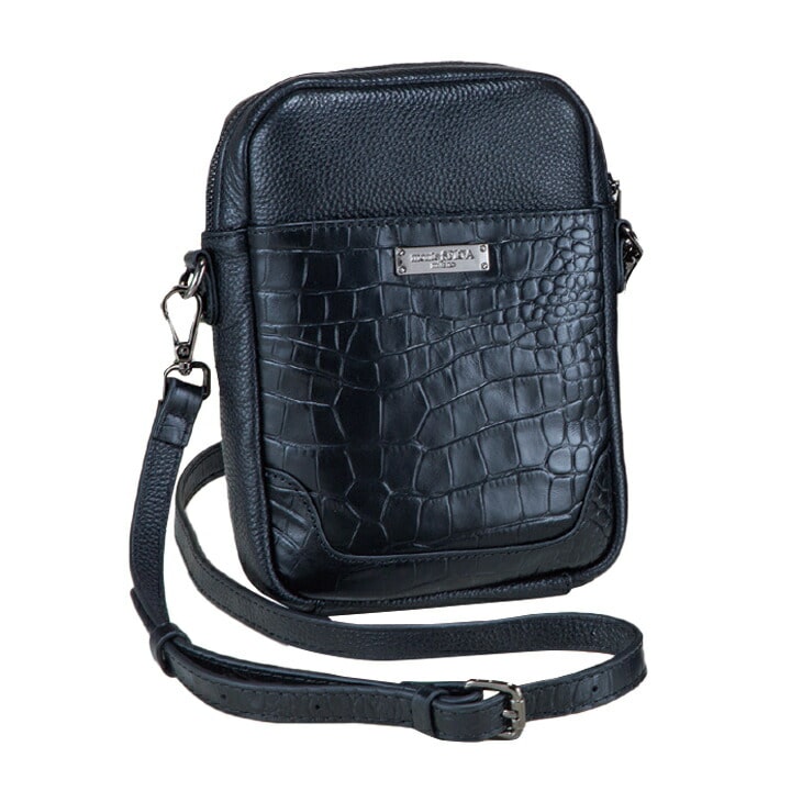 〈モンテスピガ〉クロコ型押しショルダーバッグ