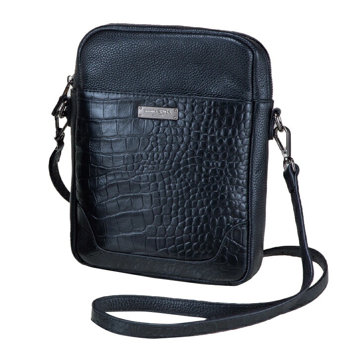 〈モンテスピガ〉クロコ型押しショルダーバッグ