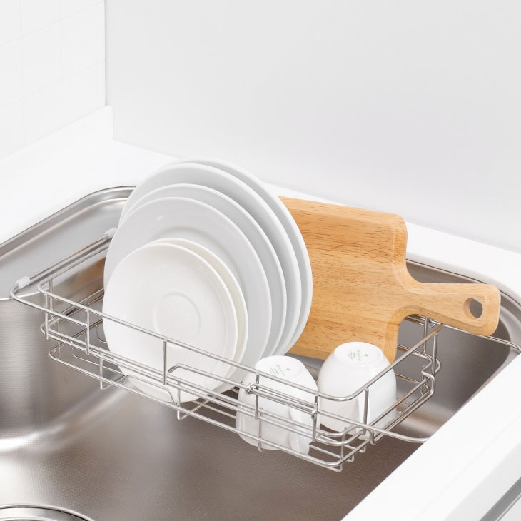 畳めるシンク水切りステンレスバスケット 伸縮式水切りラック ステンレス水切りラック 伸縮水切りラック 水切りラック 伸縮 ステンレス 伸縮式