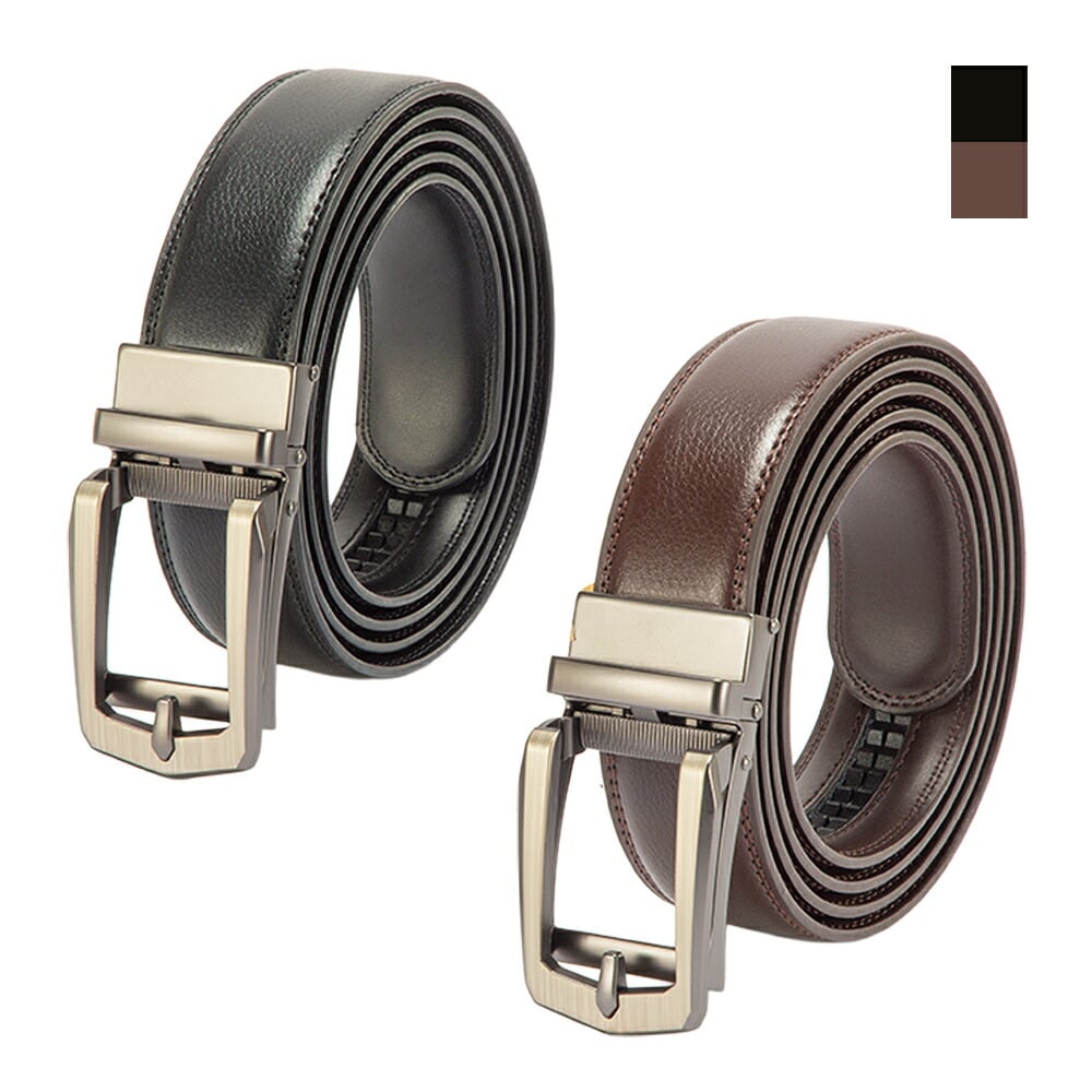 牛革ラチェット式ベルト ロング ホールレスベルト