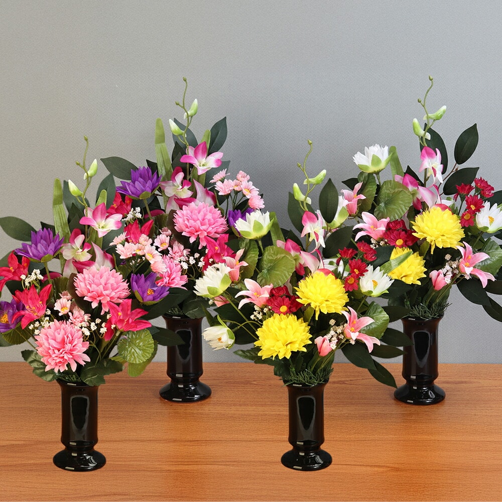 花器付きハスのアレンジ仏花 同色2個組