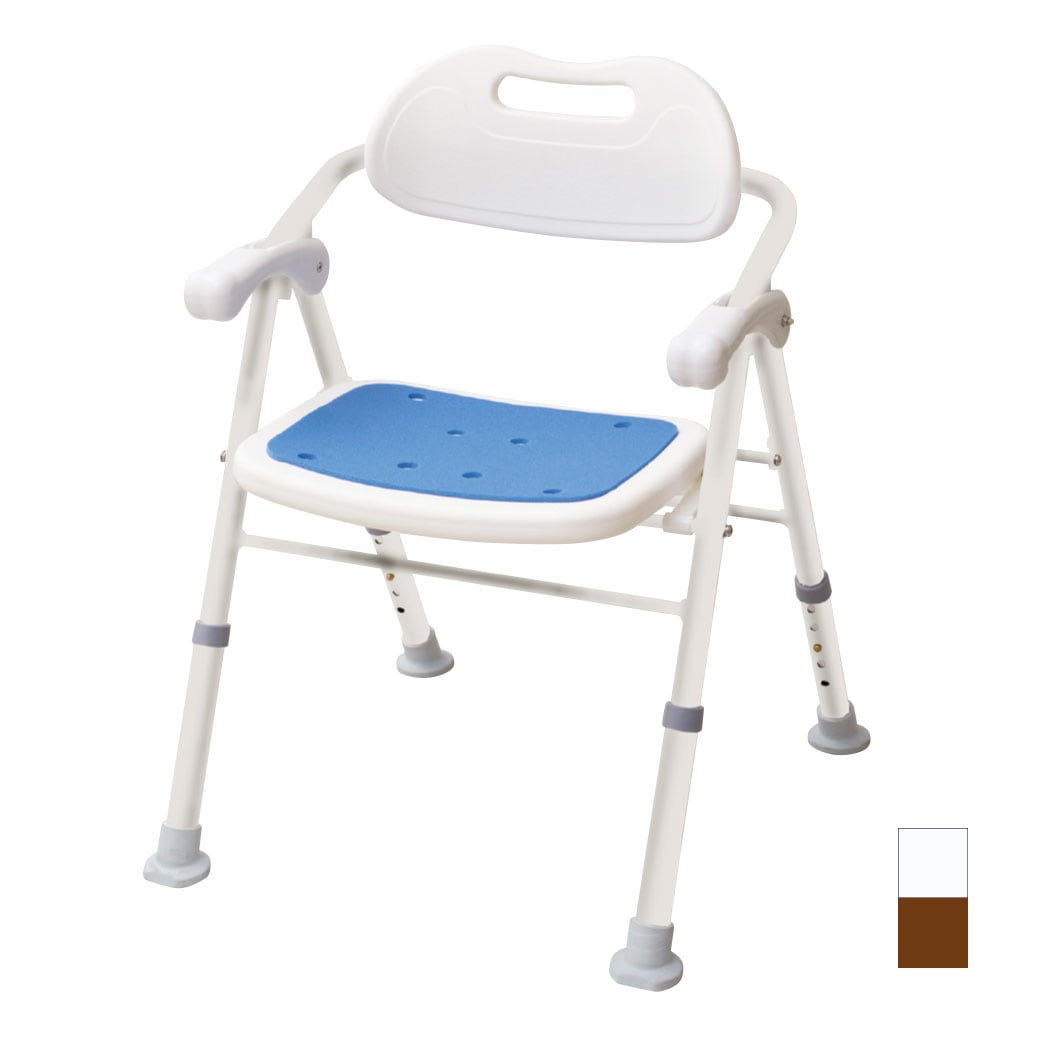 肘付き背付き折りたたみシャワーチェア