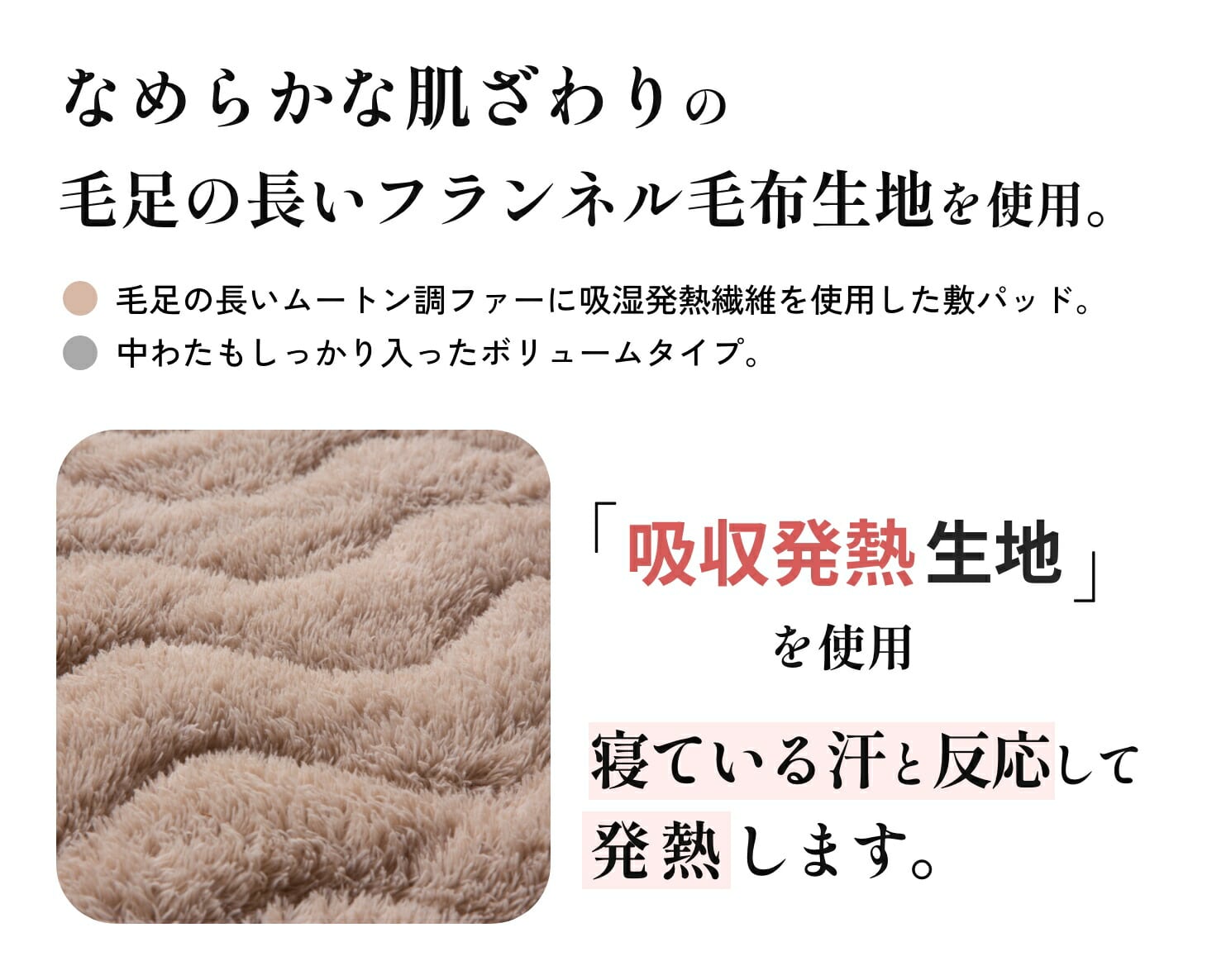 吸湿発熱ボリューム 敷パッド 2色組 あったか