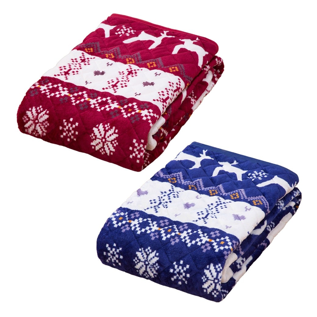 ノルディック柄フランネル敷パッド2色組