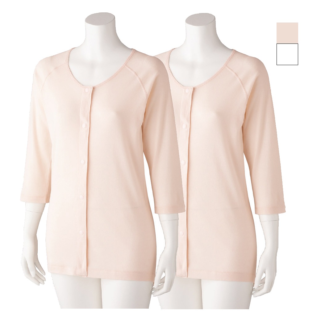 7分袖ワンタッチシャツ 2枚組 婦人用 レディース