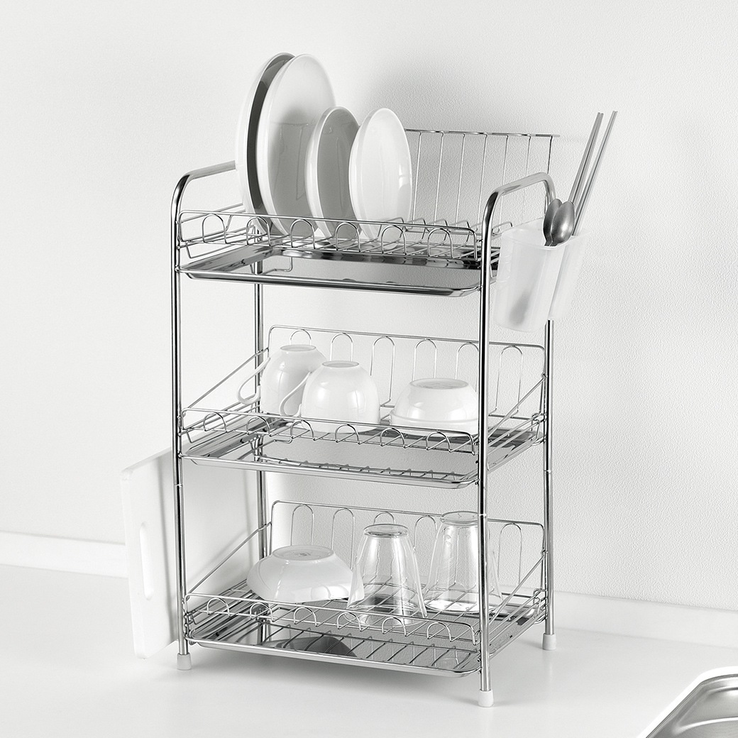 ステンレス製 3段式 水切りバスケット スリム HC-639